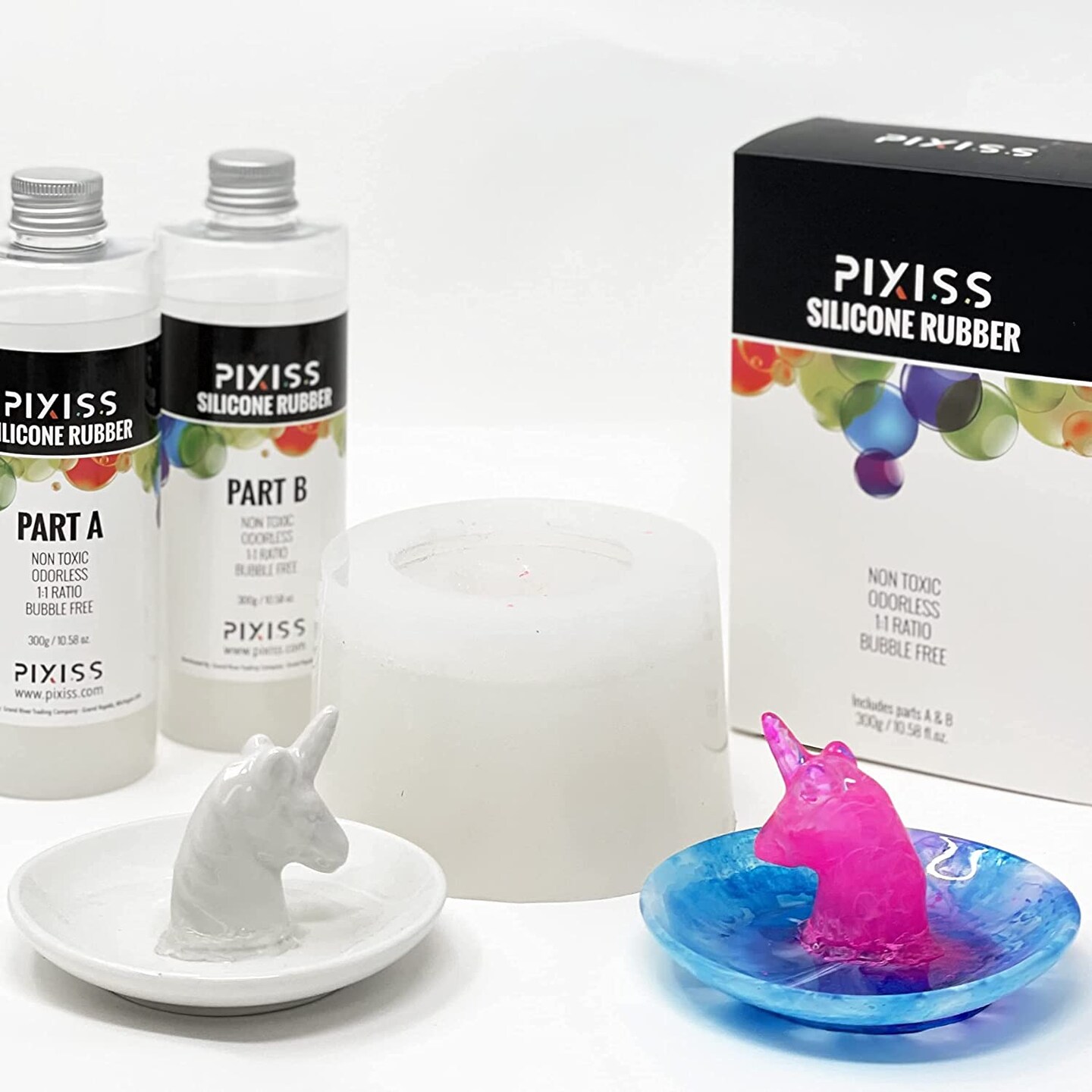 Pixiss Silicone Mold Making Kit Liquid Silicone Rubber 21.16oz Bubble Free Translucent