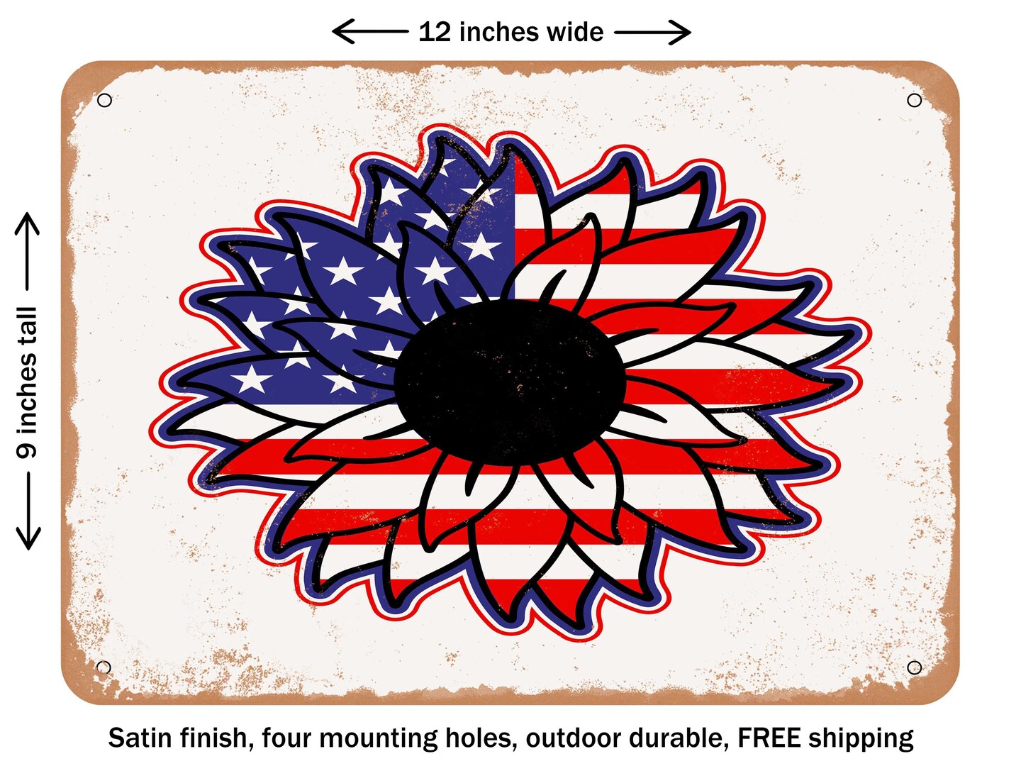 Decorative Metal Sign D Sunflower American Flag Vintage Rusty Look Signs Michaels