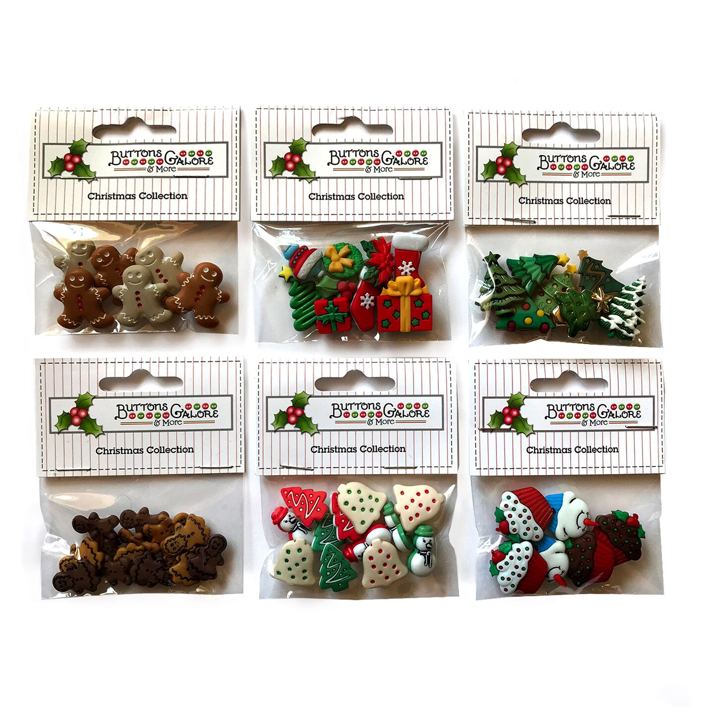 Buttons Galore 50+ Assorted Christmas Buttons for Sewing & Crafts - Set of 6 Button Packs - Christmas Set 3