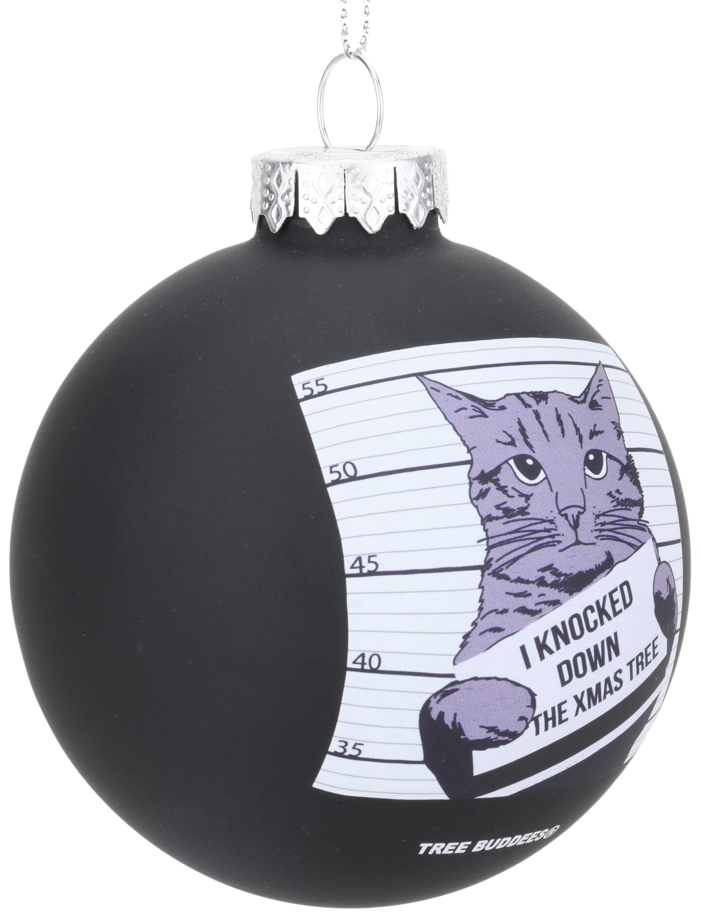 Cat Mugshot Glass Christmas Ornament