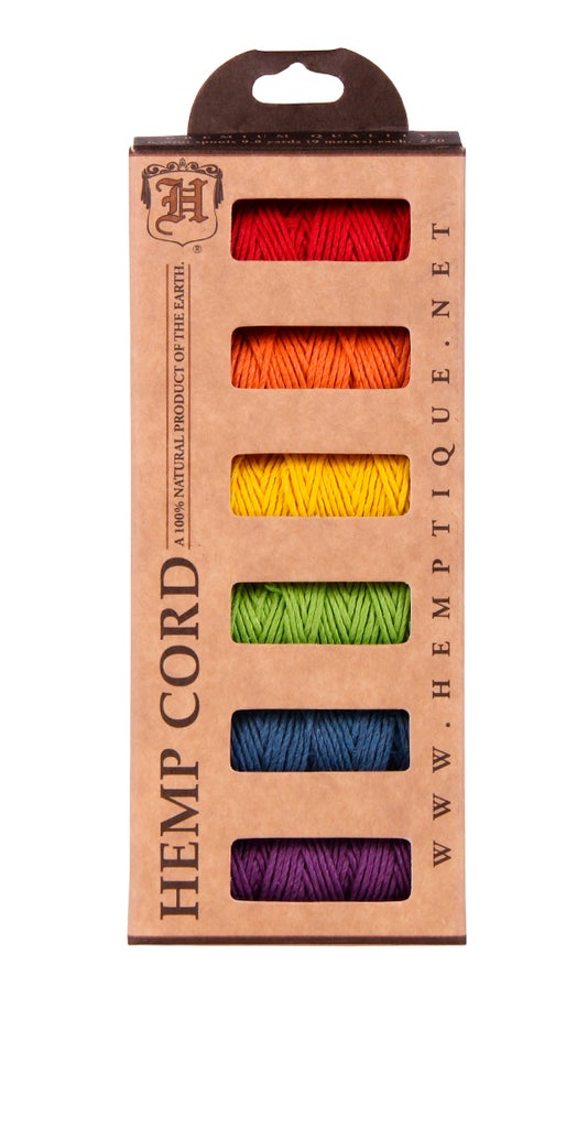 Hemptique 1mm #20 Hemp Cord 6-Pack Mini Spools Jewelry Bracelet Making Paper Crafting Scrapbooking Bookbinding Mixed Media Crocheting Macrame Seasonal Holiday Gift Wrapping