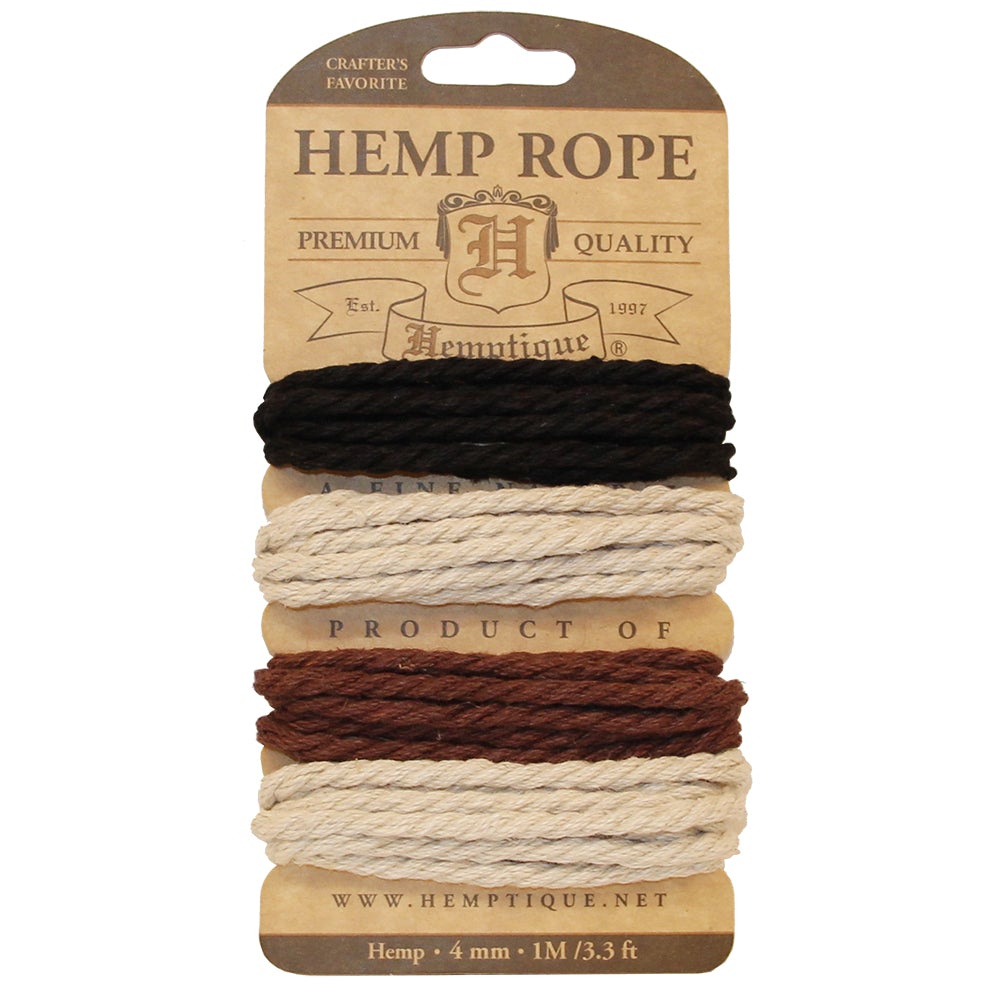 Hemptique 4mm Twisted Hemp Rope Cards Eco Friendly Sustainable Naturally  Grown Jewelry Bracelet Making Paper Crafting Scrapbooking Bookbinding Mixed  Media Crocheting Macrame Seasonal Holiday Gift Wrapping Outdoor Gardening
