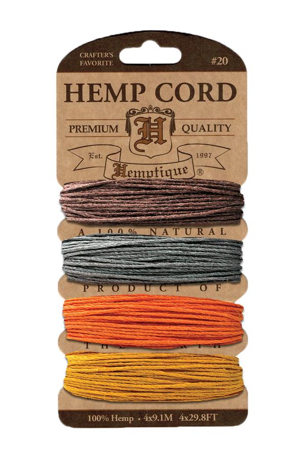 Hemptique 1mm #20 Hemp Cord Card Set Eco Friendly Sustainable Naturally Grown Jewelry Bracelet Making Paper Crafting Scrapbooking Bookbinding Mixed Media Crocheting Macrame Seasonal Holiday Gift Wrapping Outdoor Gardening