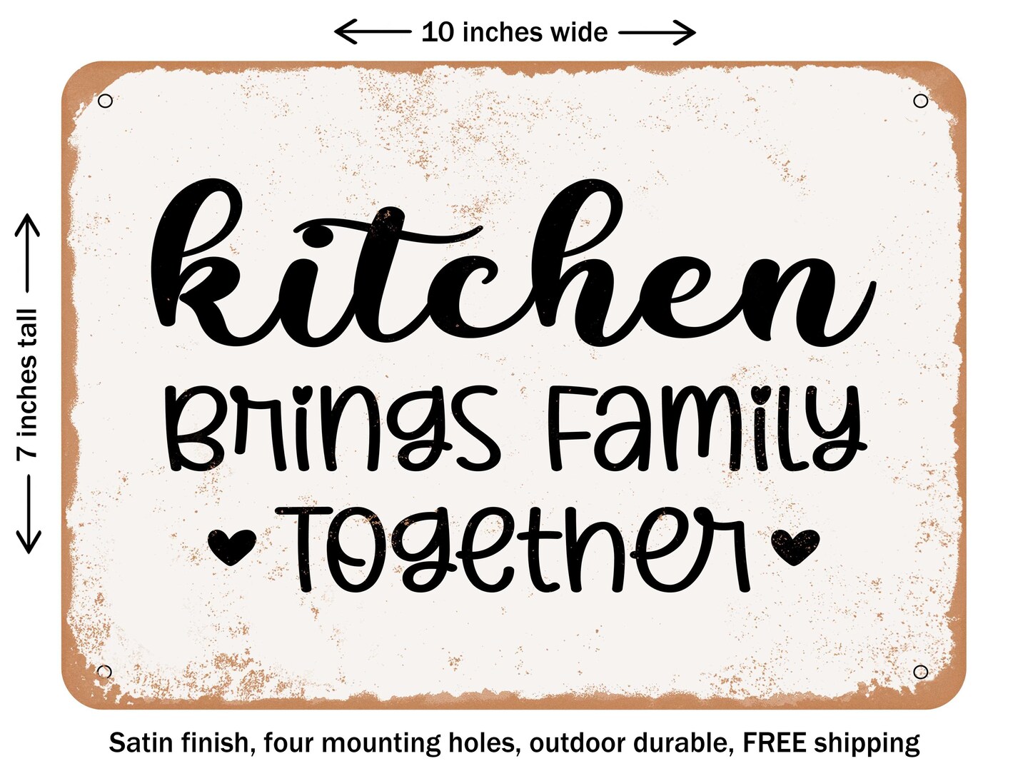 DECORATIVE METAL SIGN Kitchen Brings Family together Vintage Rusty