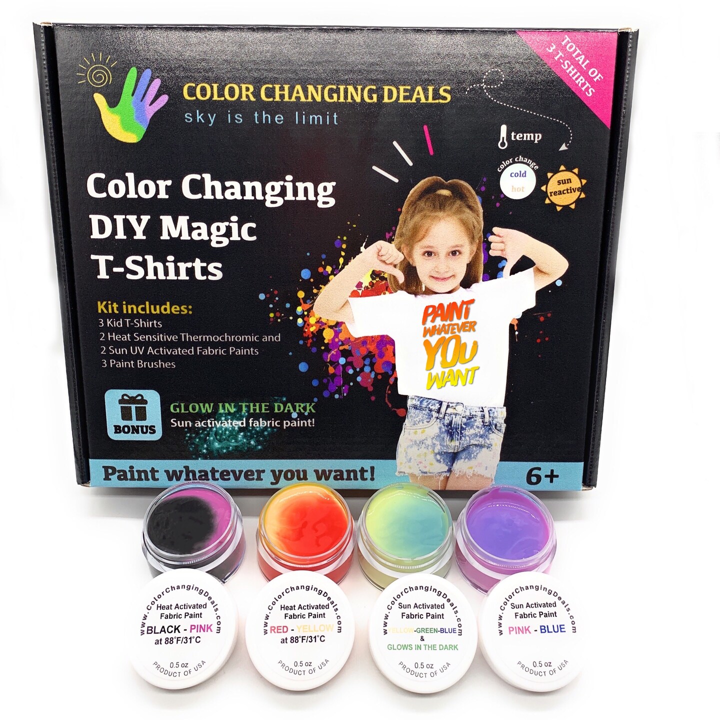 Color Changing DIY Magic T-Shirts Kit Temperature &#x26; Sun Activated Fabric Paints