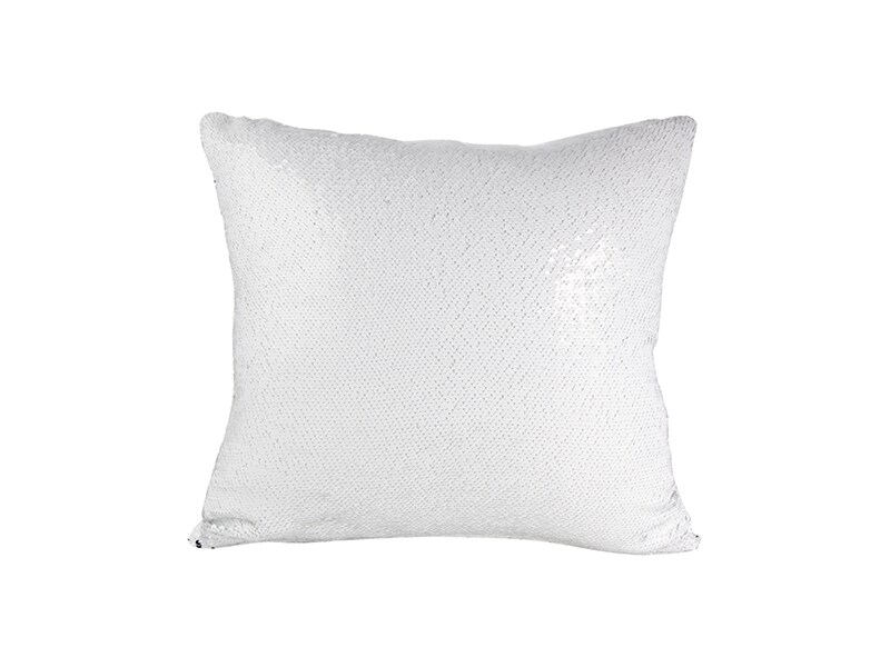 Flip Sequin Double-Sided Pillow Cover (White/Silver) (BZLP4040W) J-9