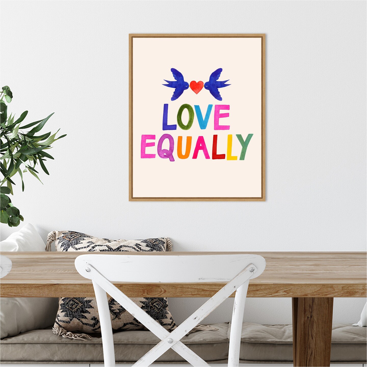 Love Loudly II by Victoria Barnes 16-in. W x 20-in. H. Canvas Wall Art Print Framed in Natural