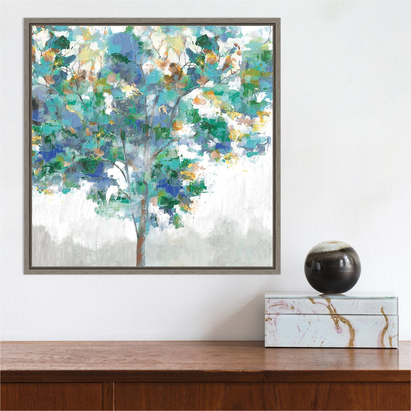 Climbing Blue (Tree) by Eva Watts 16-in. W x 16-in. H. Canvas Wall
