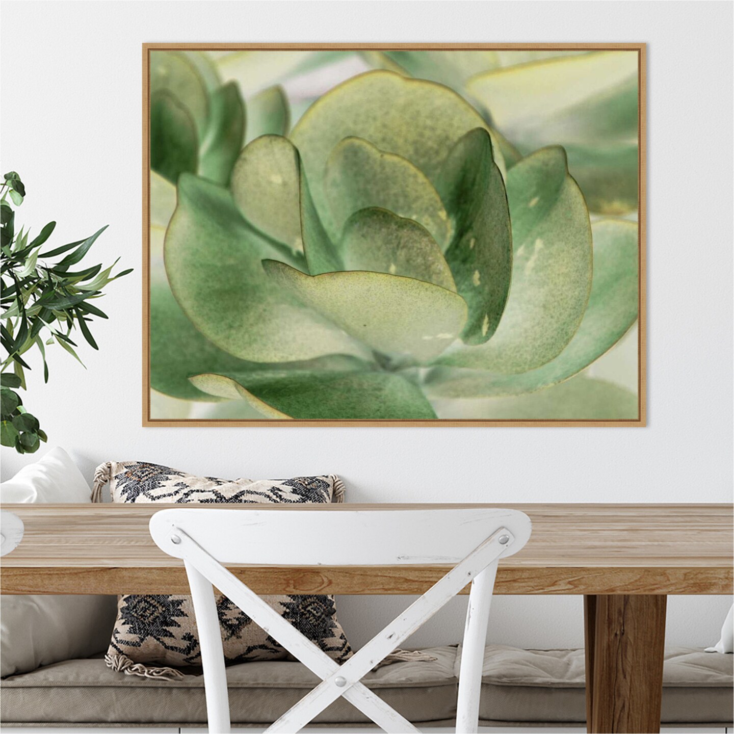 Petal I by Tang Ling 30-in. W x 23-in. H. Canvas Wall Art Print Framed in Natural
