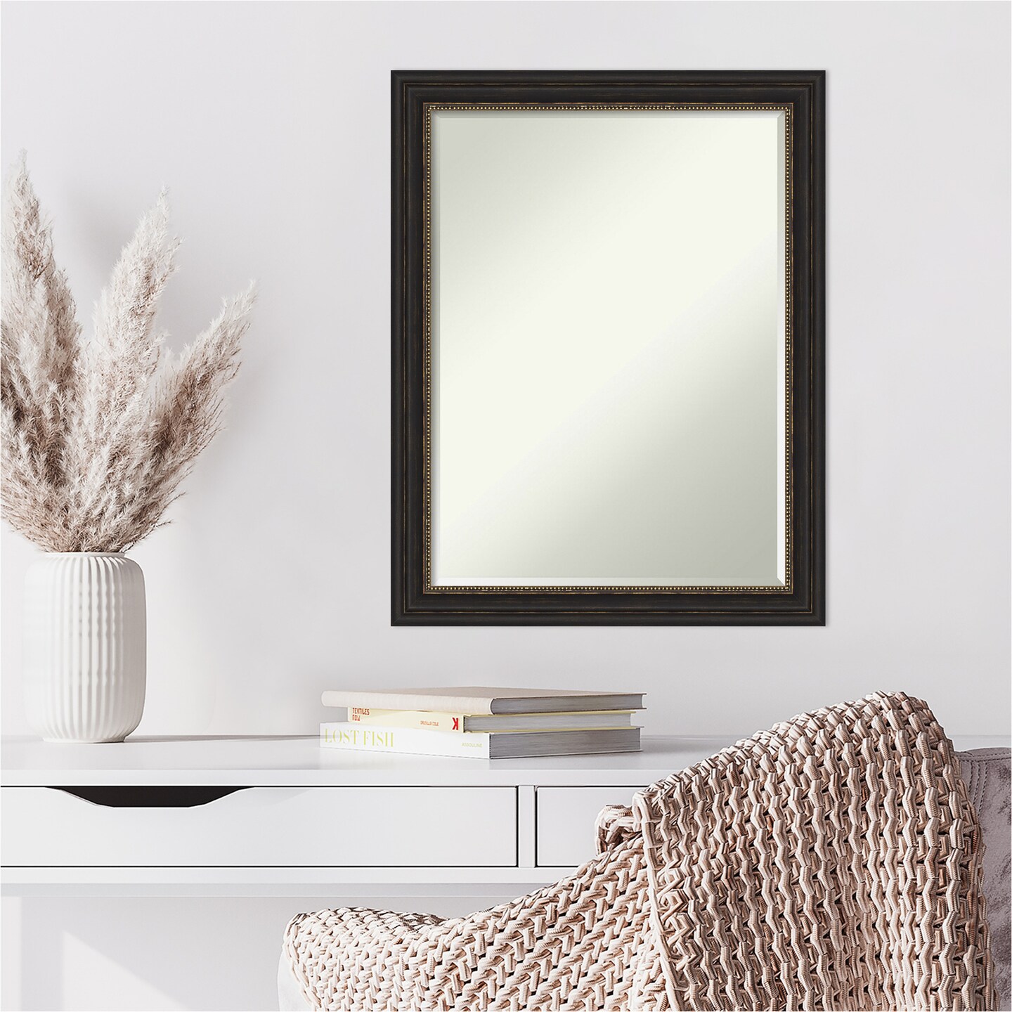 Petite Bevel Wall Mirror, Accent Bronze Narrow Frame