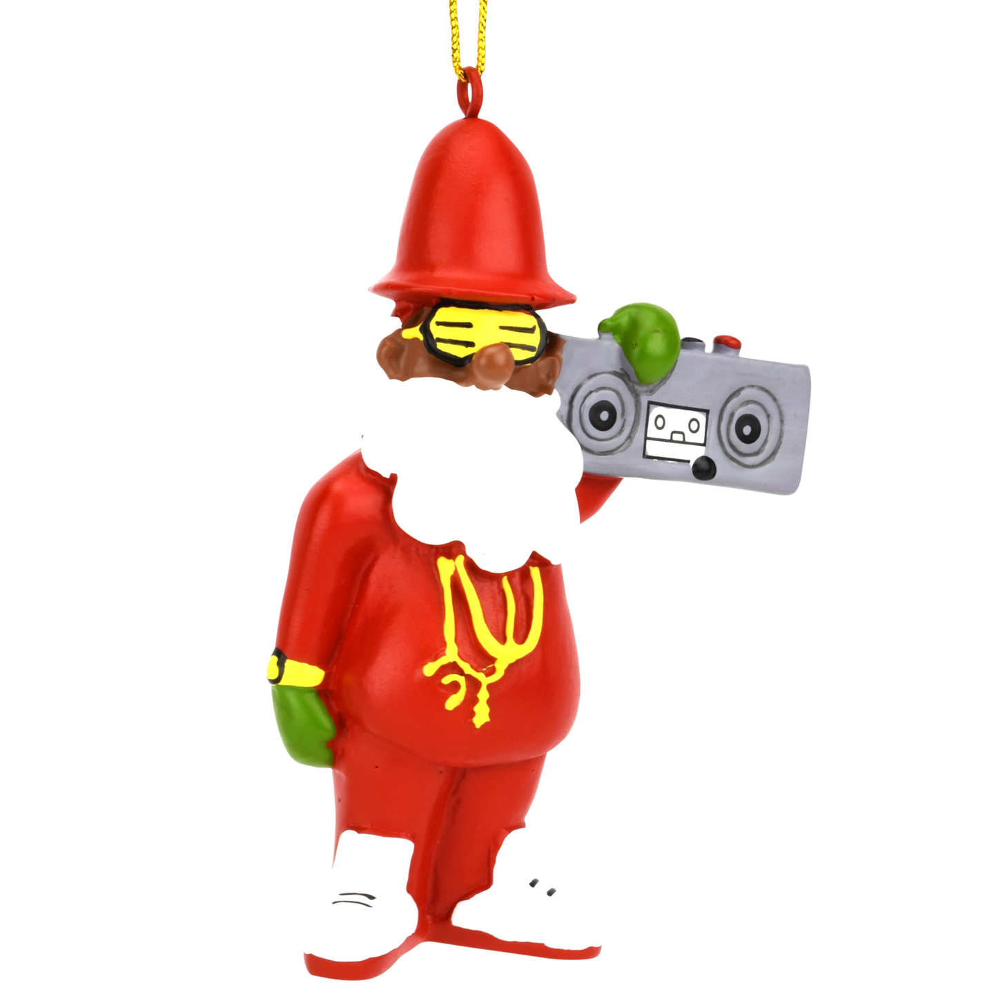 80&#x27;s Hip Hop Dark Tone Santa Resin Christmas Ornament