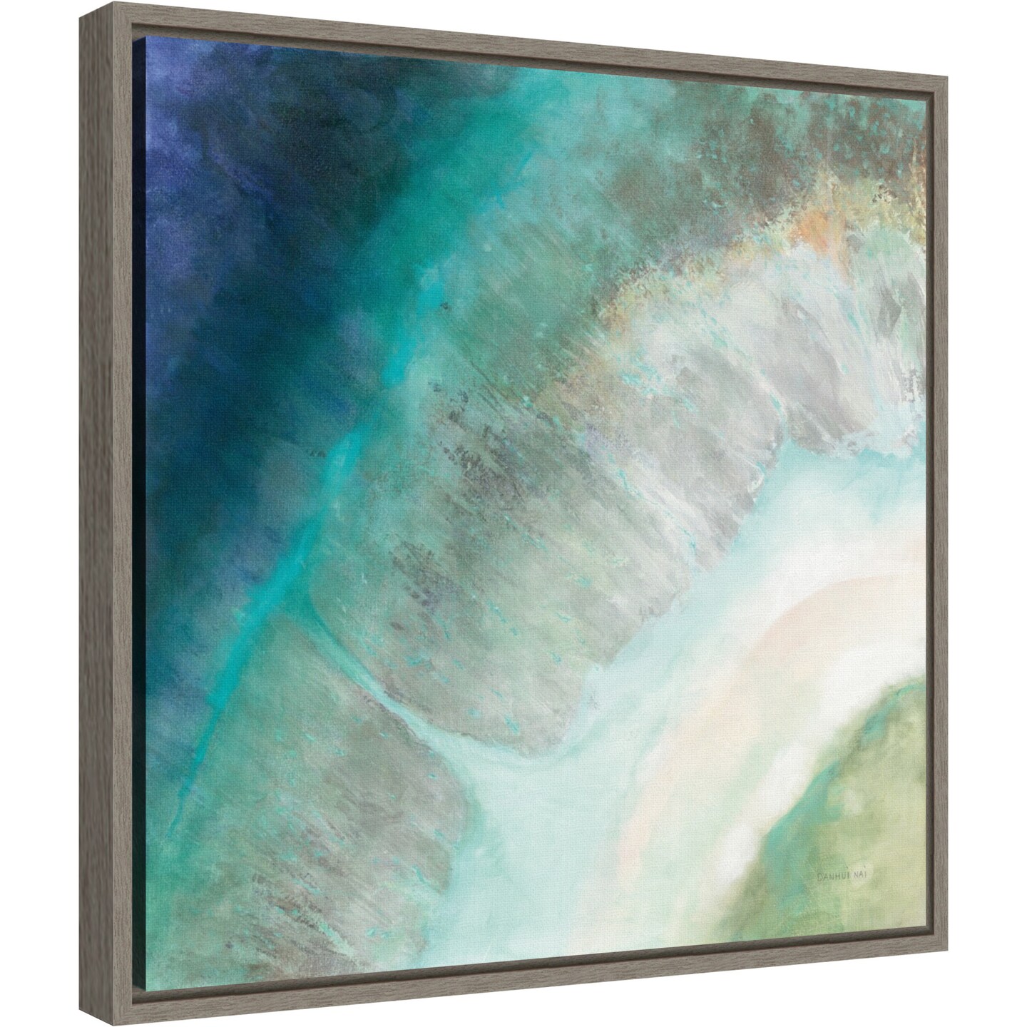 Coastal Diamond by Danhui Nai 16-in. W x 16-in. H. Canvas Wall Art Print Framed in Grey