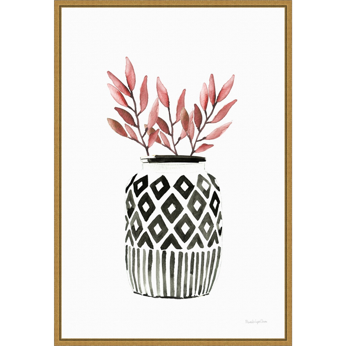 Geometric Vases II by Mercedes Lopez Charro 16-in. W x 23-in. H. Canvas Wall Art Print Framed