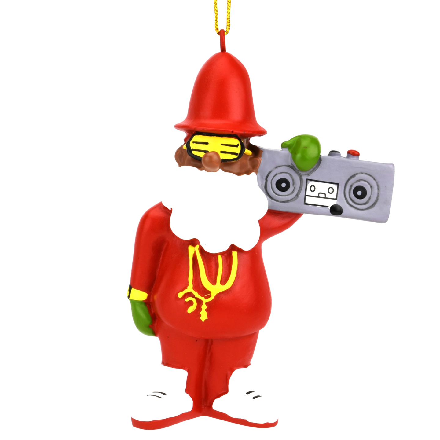 80&#x27;s Hip Hop Dark Tone Santa Resin Christmas Ornament