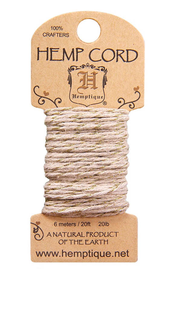 Hemptique 1mm Hemp Cord Mini Cards Eco Friendly Sustainable Naturally Grown Jewelry Bracelet Making Paper Crafting Scrapbooking Bookbinding Mixed Media Crocheting Macrame Seasonal Holiday Gift Wrapping Outdoor Gardening