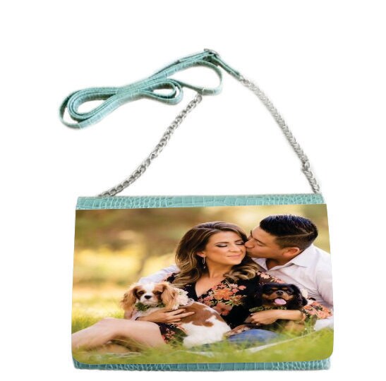 P/U LEATHER EEL SKIN PURSE BAG (w/ Adjustable Matching &#x26; Removable Shoulder Strap) (LIGHT GREEN) H-4