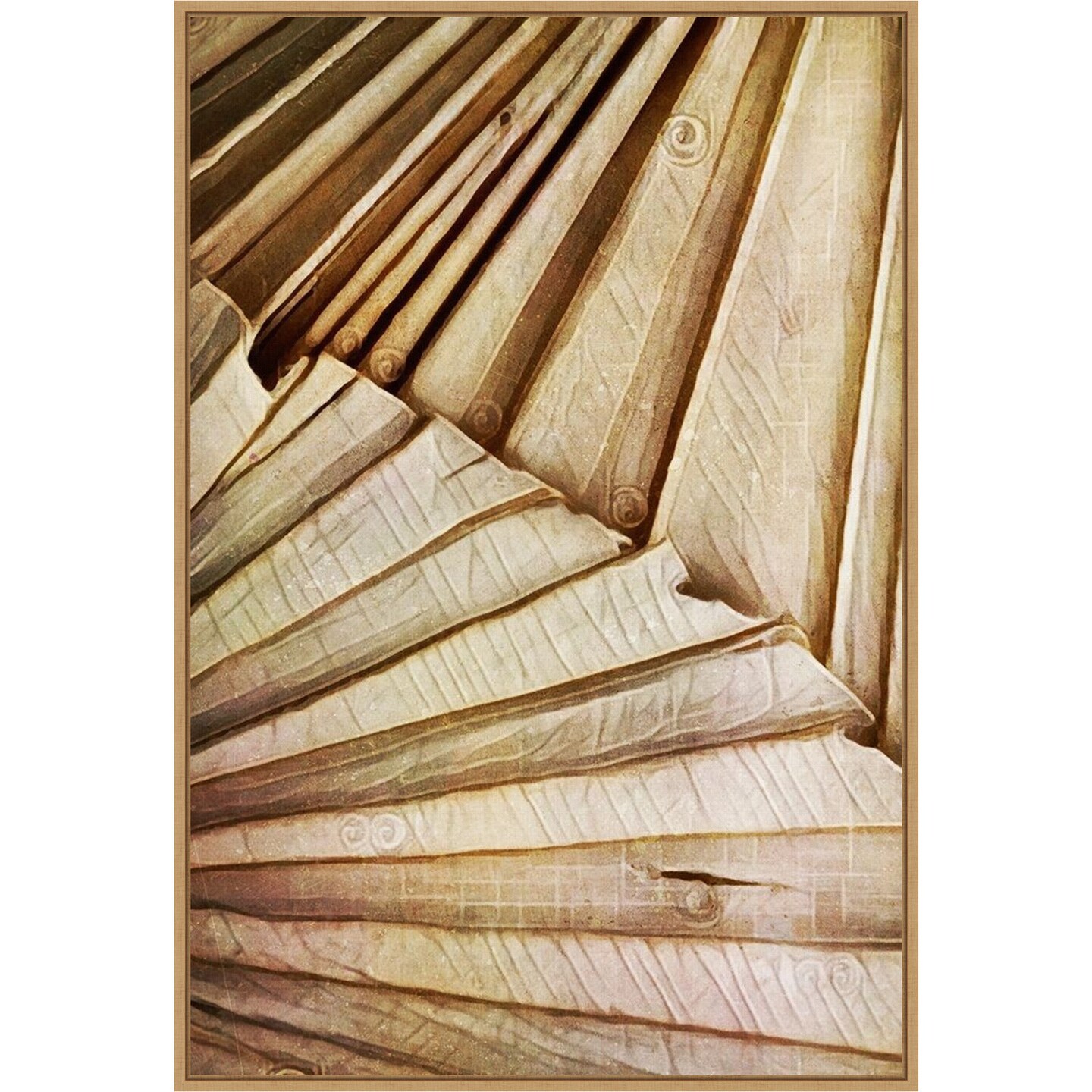 Natural Dried Palms II by Ashley Aldridge 23-in. W x 33-in. H. Canvas Wall Art Print Framed in Natural