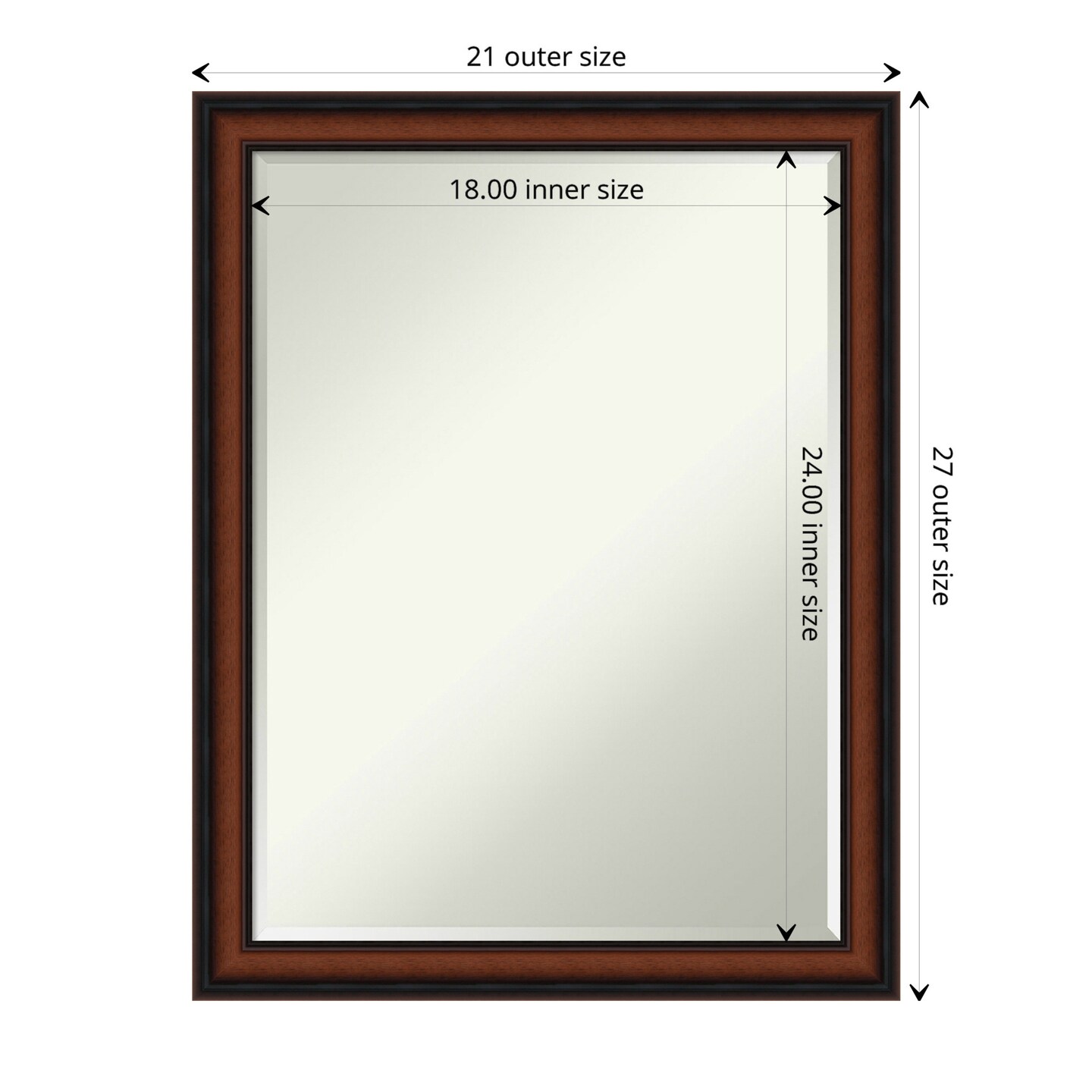 Petite Bevel Wood Wall Mirror, Cyprus Walnut Narrow Frame