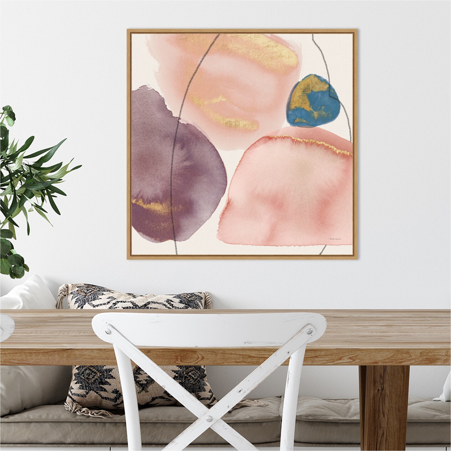 Petal Passion XI Eventide by Beth Grove 22-in. W x 22-in. H. Canvas Wall Art Print Framed in Natural