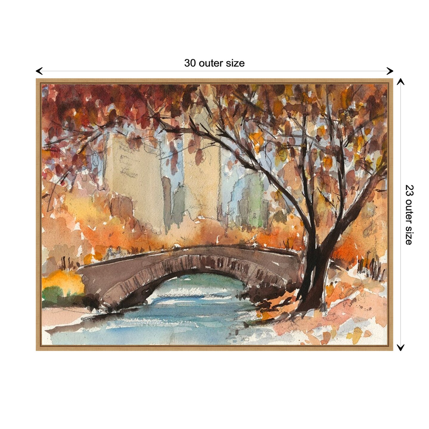 Autumn in New York - Study I by Samuel Dixon Canvas Wall Art Print Framed in Natural