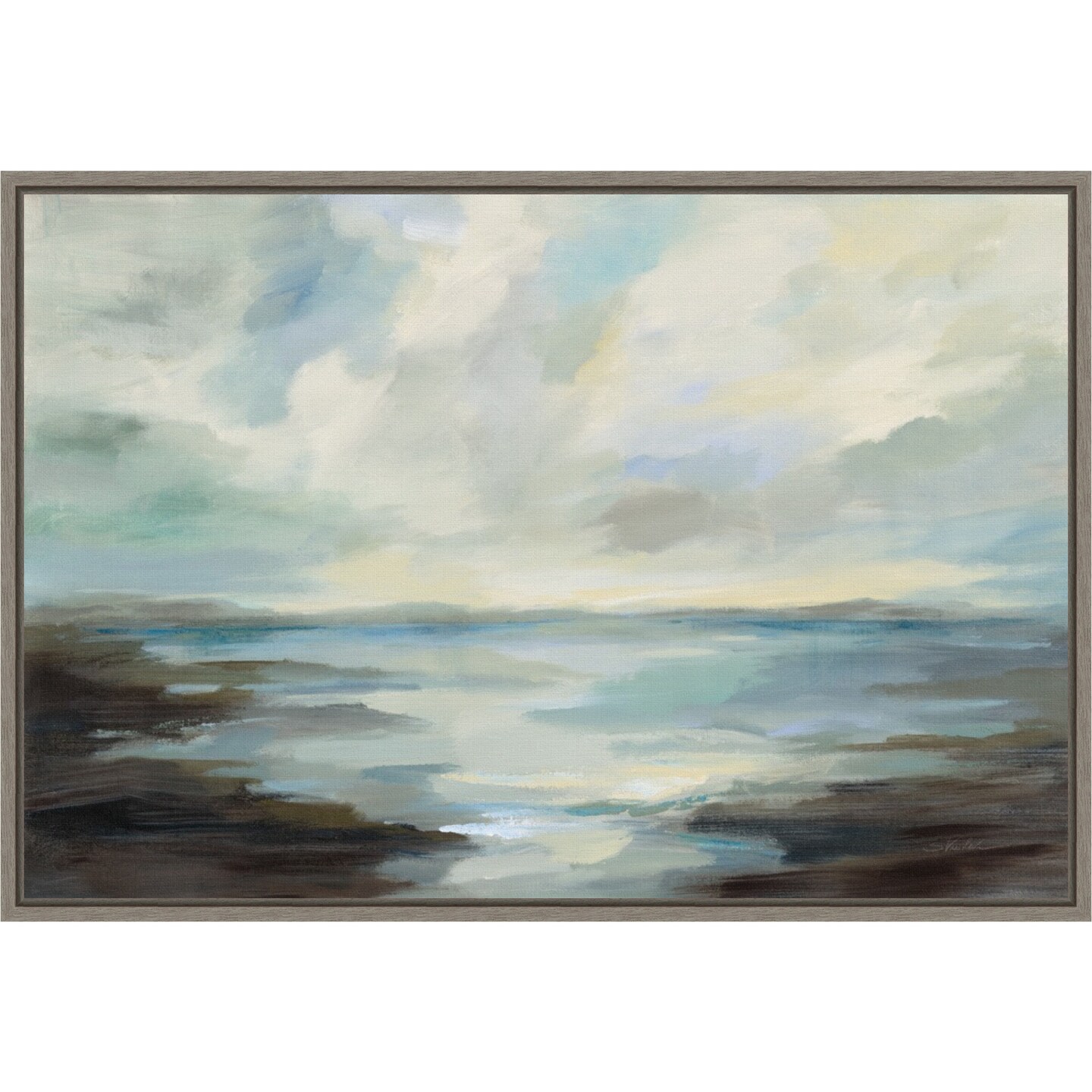 Northern Lagoon by Silvia Vassileva 23-in. W x 16-in. H. Canvas Wall Art Print Framed in Grey
