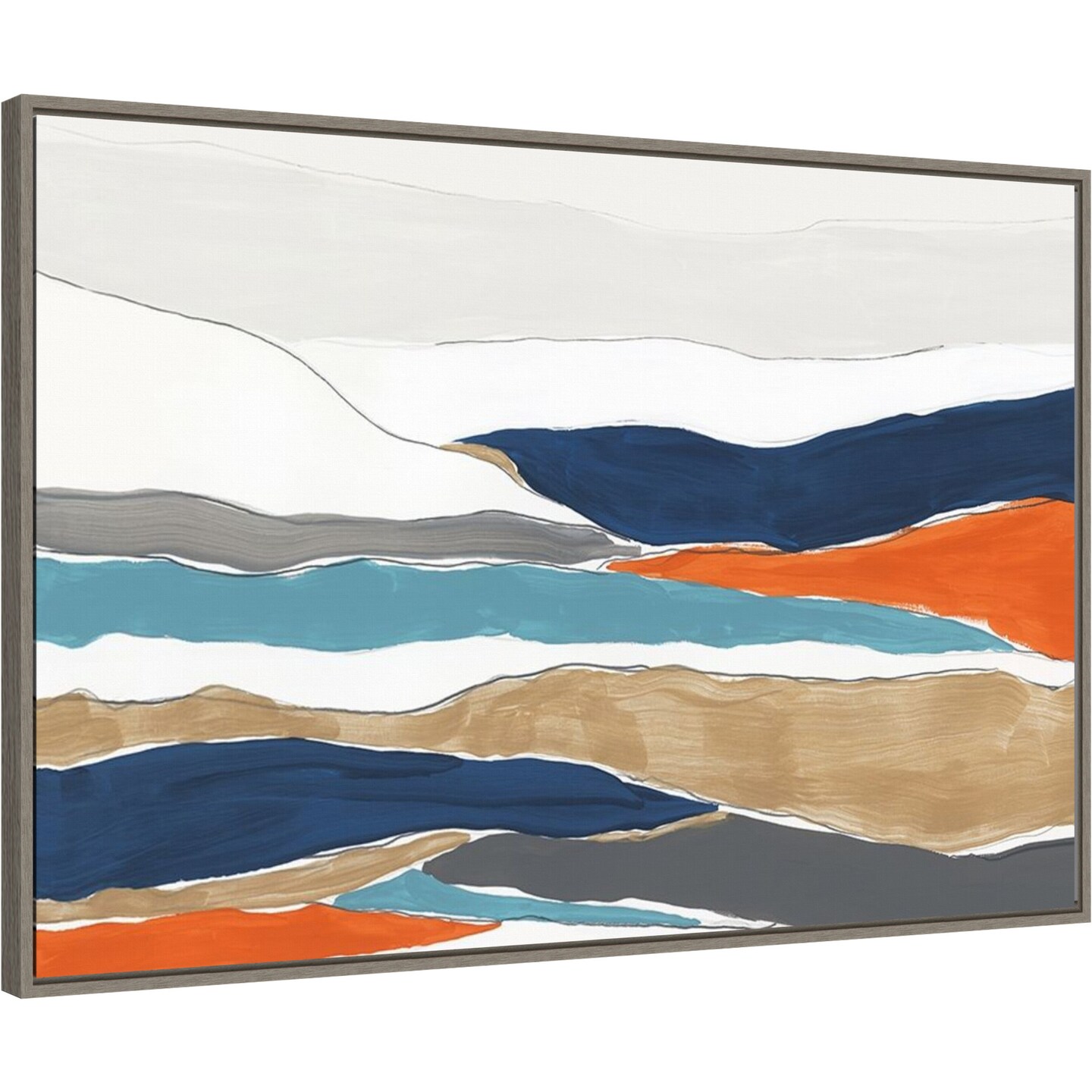Orange Rolling Hills II by PI Studio 33-in. W x 23-in. H. Canvas Wall Art Print Framed in Grey