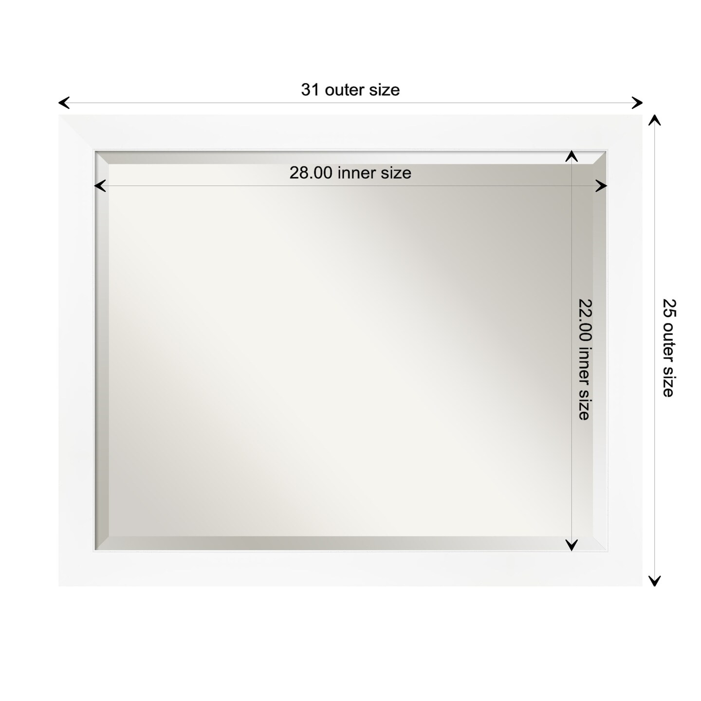 Beveled Bathroom Wall Mirror, Cabinet White Narrow Frame