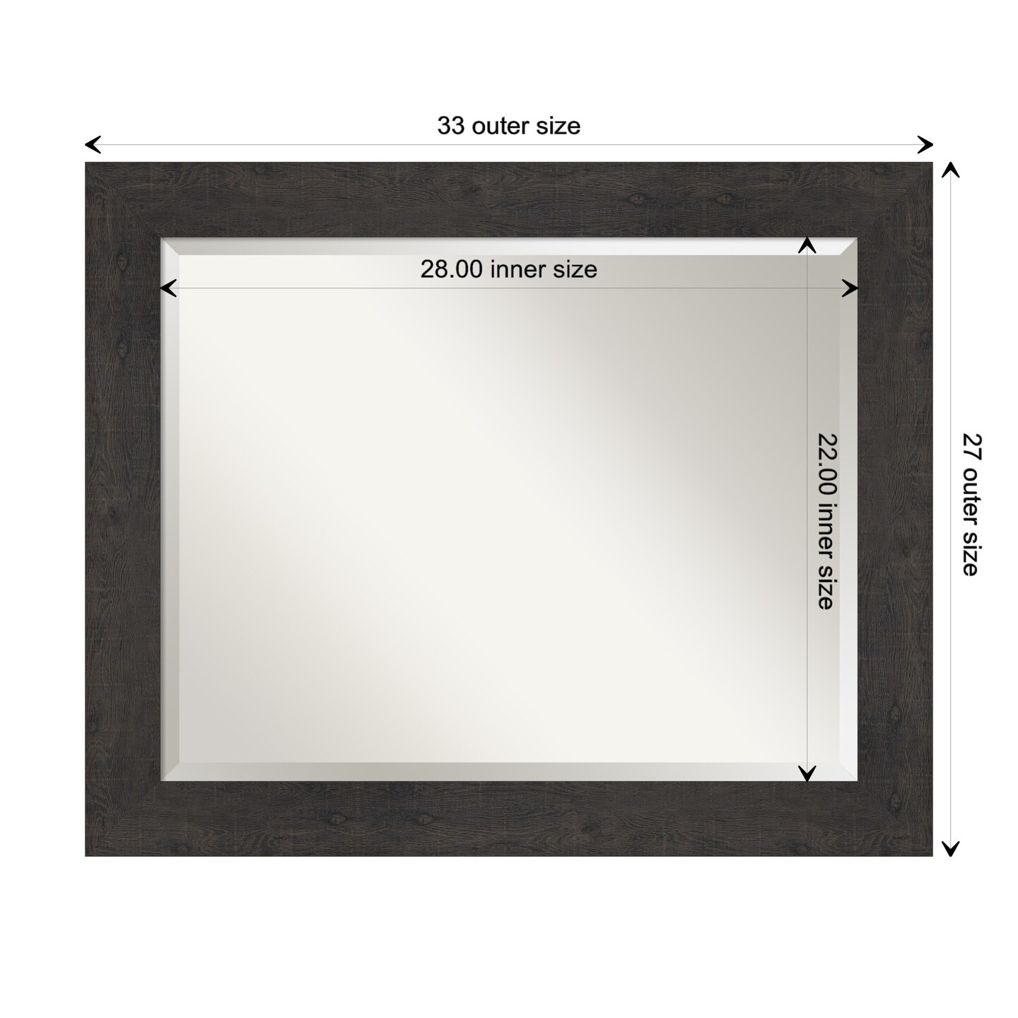 Beveled Bathroom Wall Mirror, Rustic Plank Frame