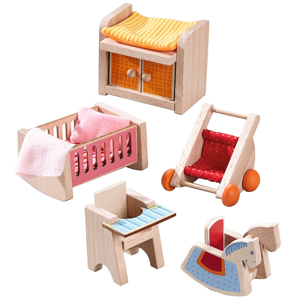 HABA Little Friends Children&#x27;s Nursery Room - Dollhouse Furniture for 4&#x22; Bendy Dolls