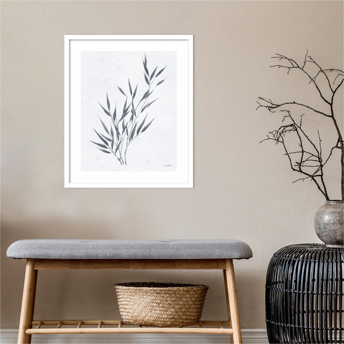 Soft Summer Plant Sketches III Blue by James Wiens Wood Framed Wall Art ...