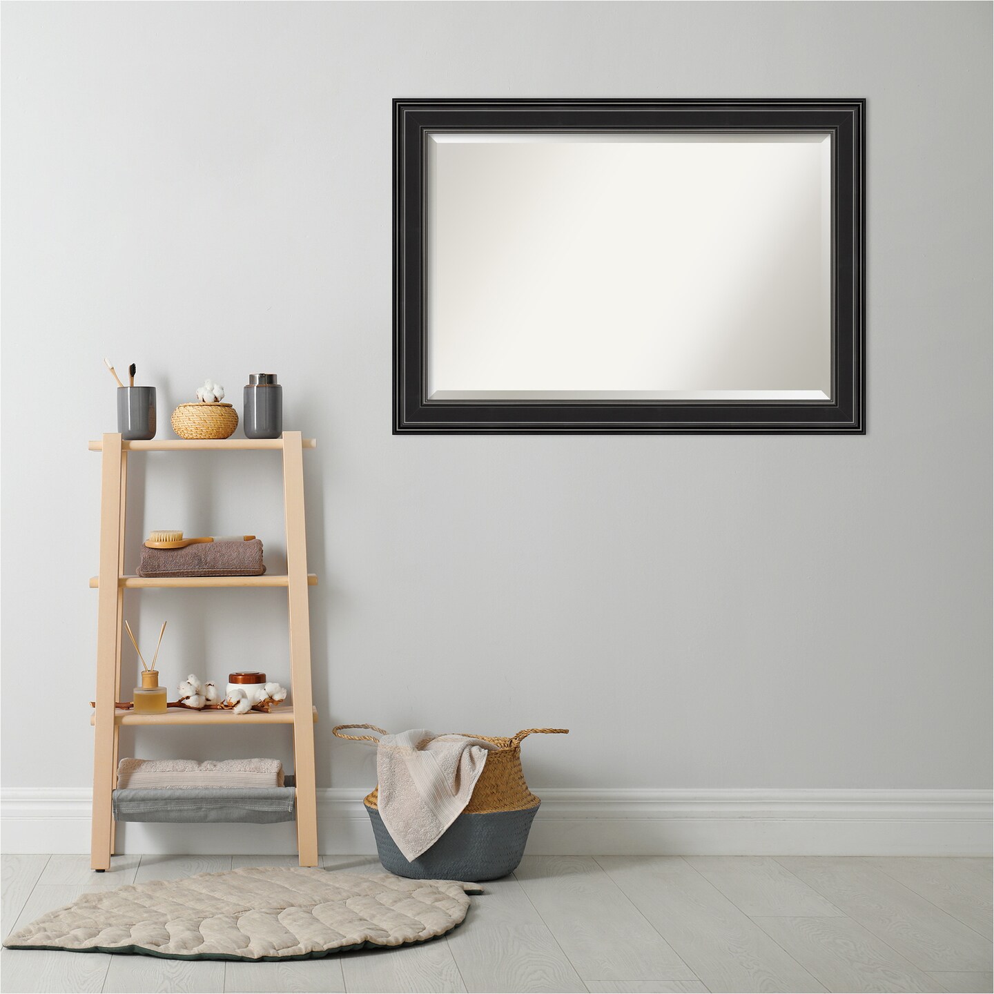 Beveled Bathroom Wall Mirror, Ridge Frame