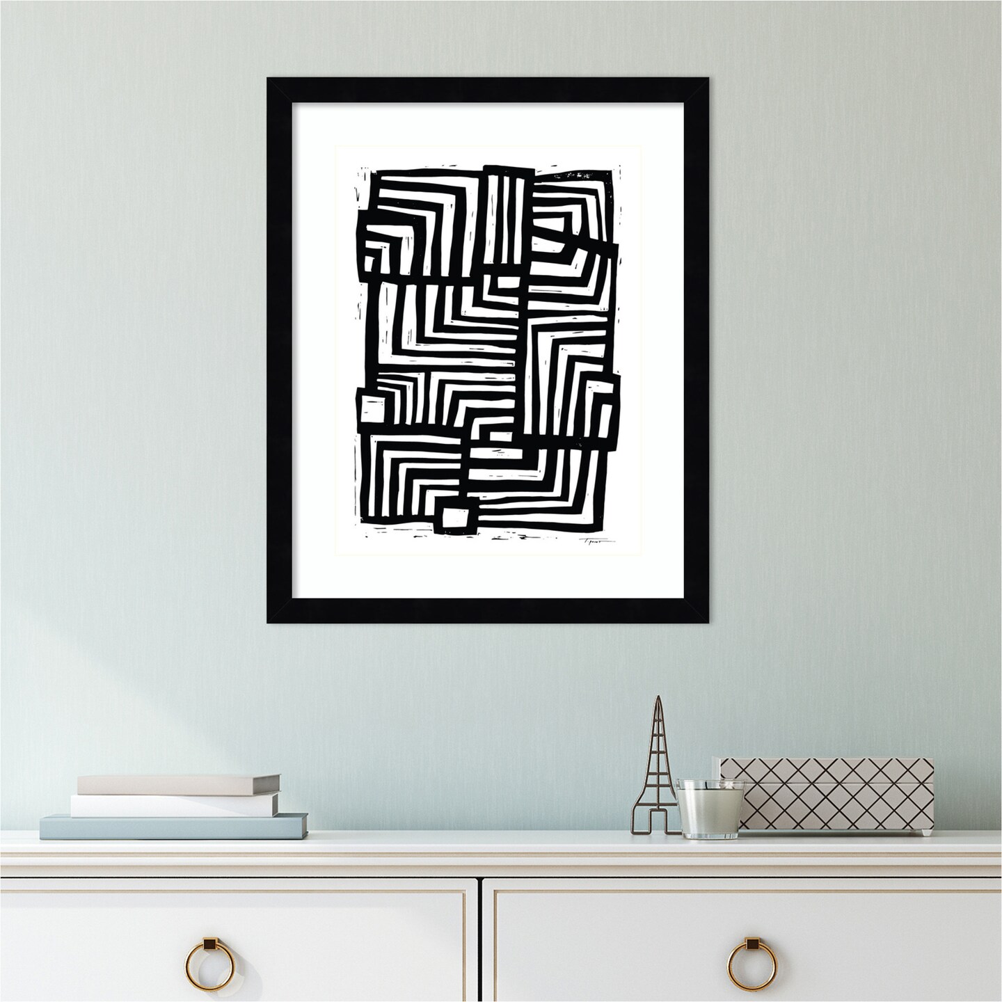 Moving Lines by Statement Goods Wood Framed Wall Art Print