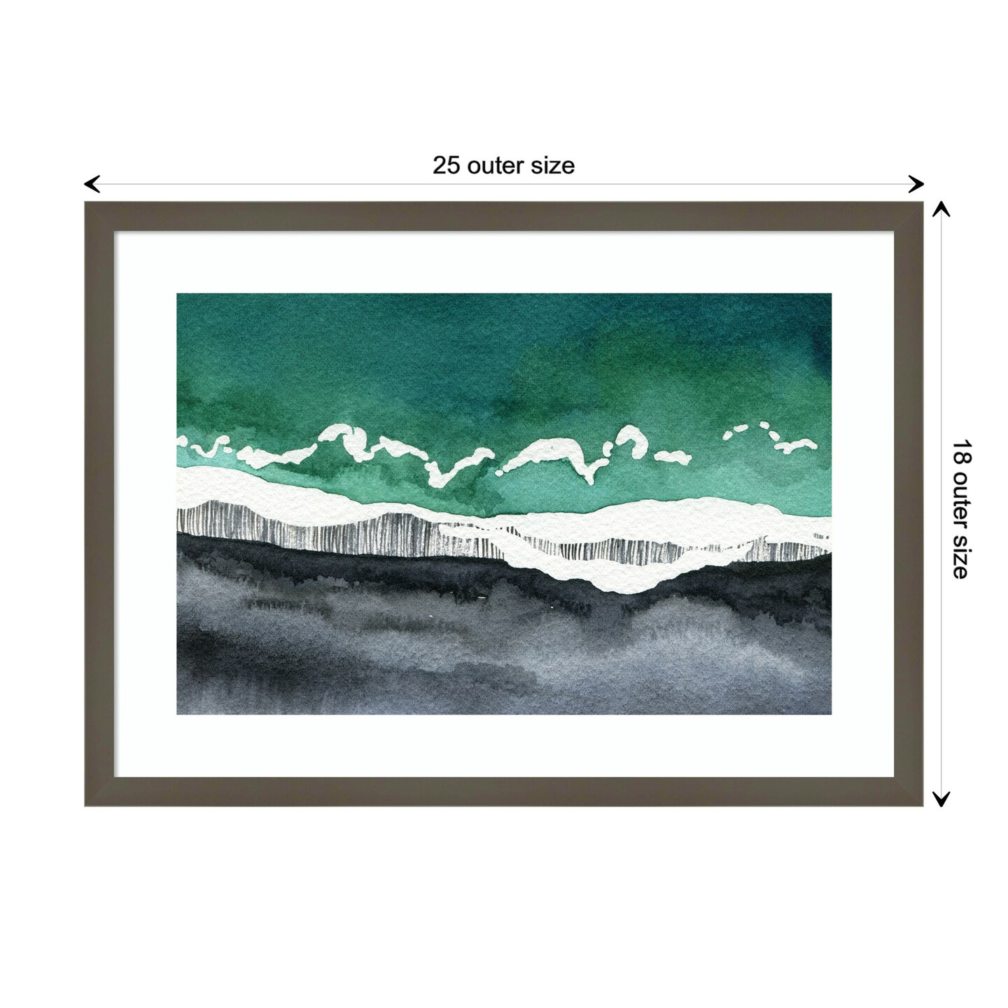 Black White and Blue Floral by Teju Reval Wood Framed Wall Art Print