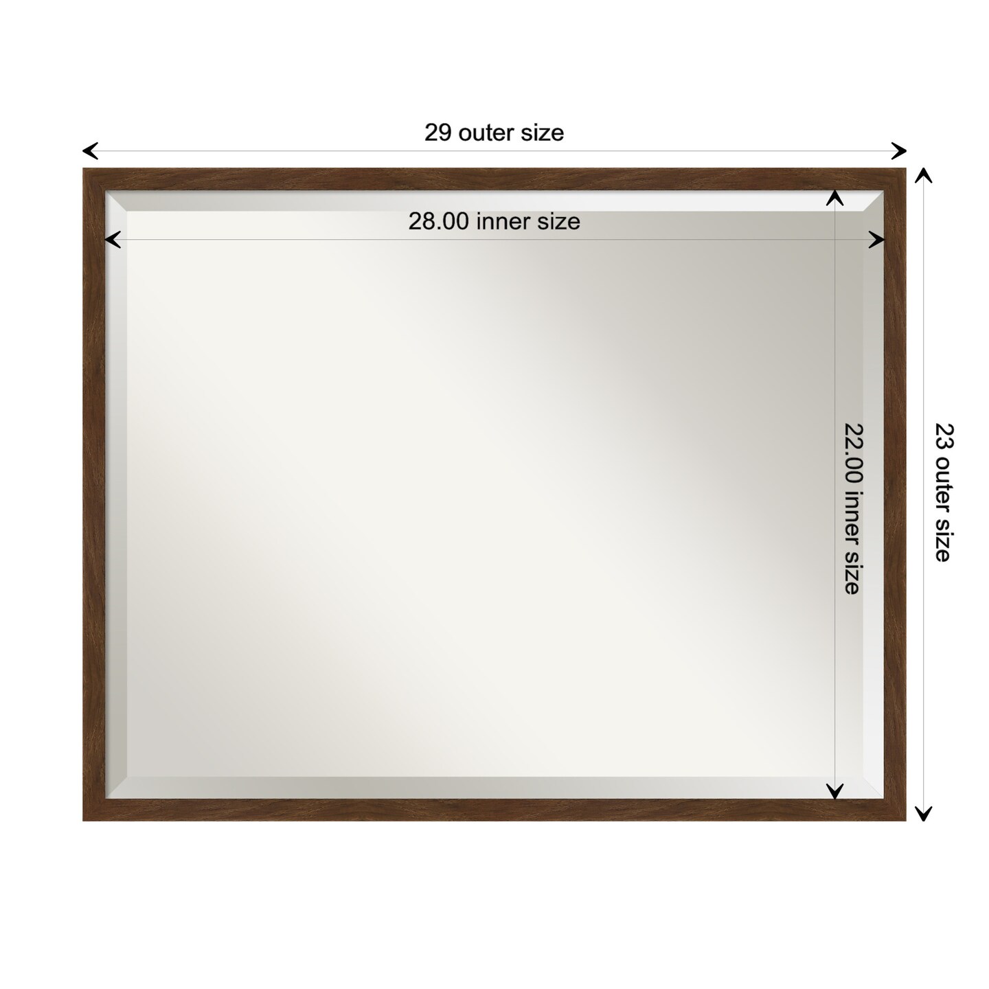 Beveled Wood Bathroom Wall Mirror, Carlisle Narrow Frame