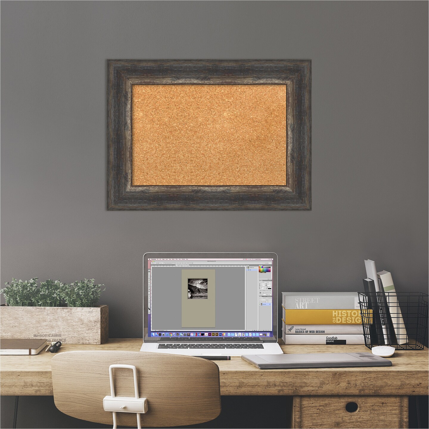 Framed Cork Board from a Picture Frame for Home Office Decor