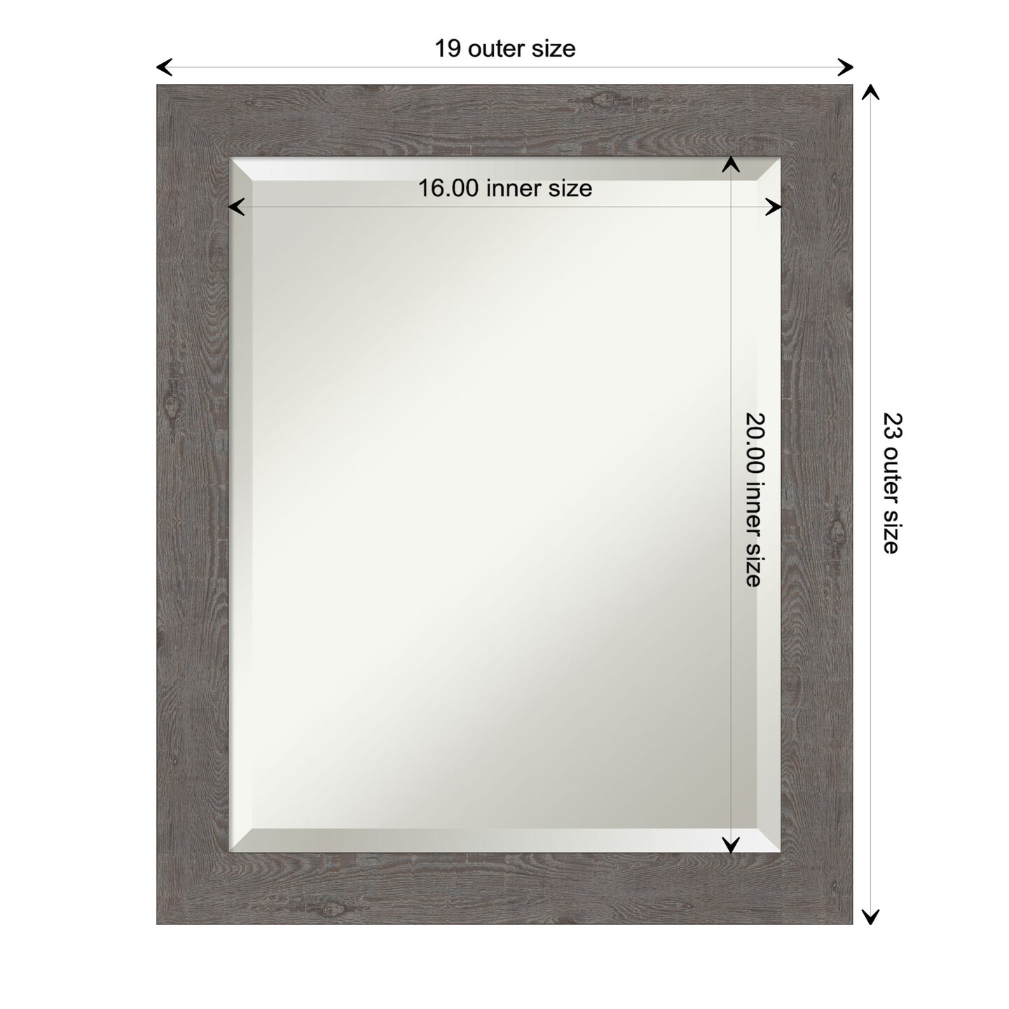 Beveled Bathroom Wall Mirror, Rustic Plank Narrow Frame Mirrors