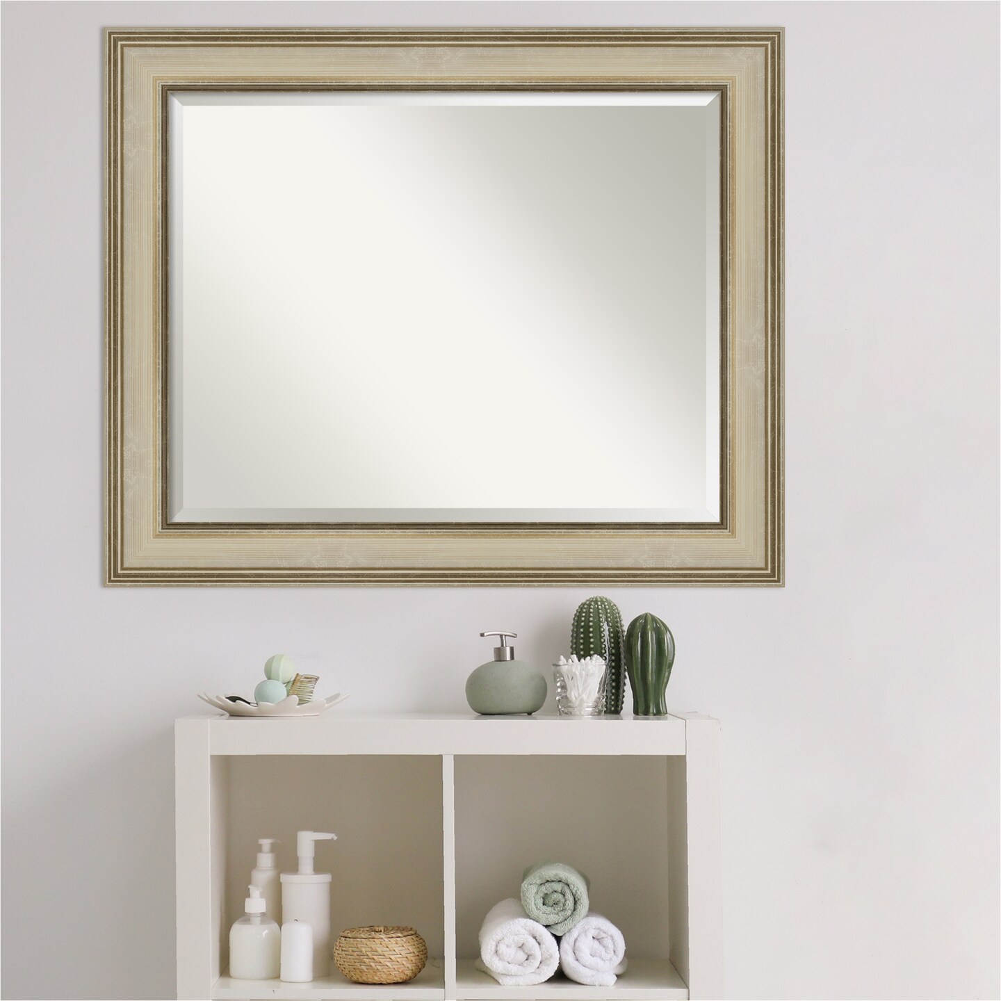 Beveled Bathroom Wall Mirror, Colonial Frame