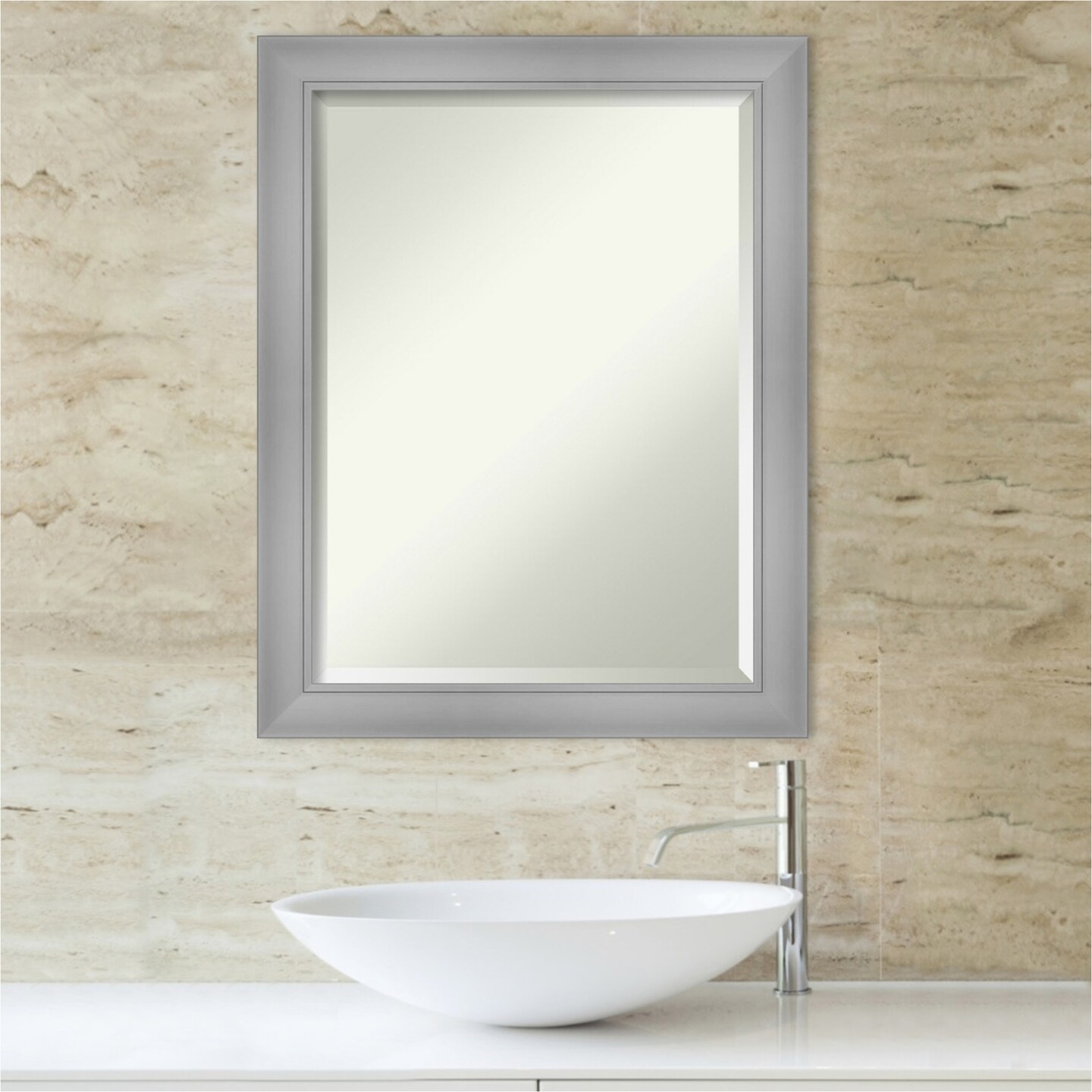 Beveled Bathroom Wall Mirror, Flair Frame