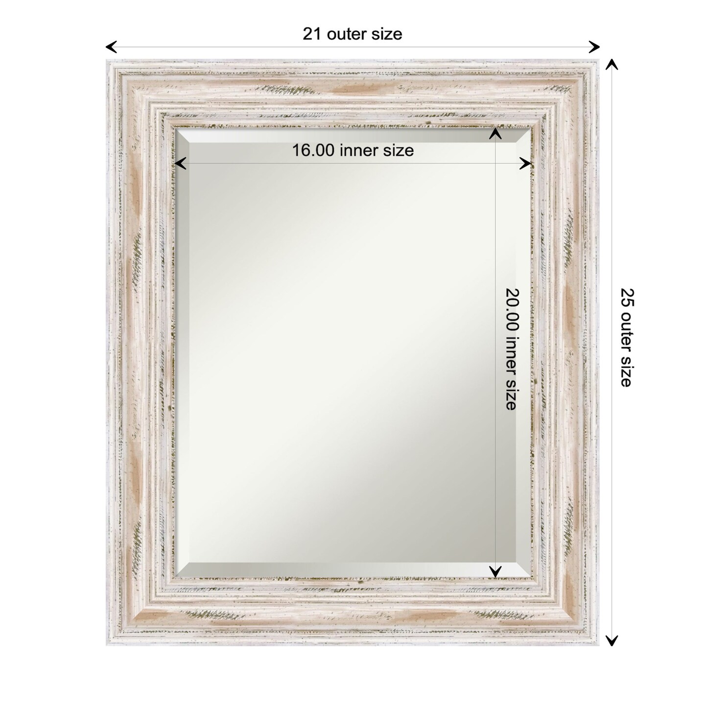 Beveled Wood Bathroom Wall Mirror, Alexandria Frame