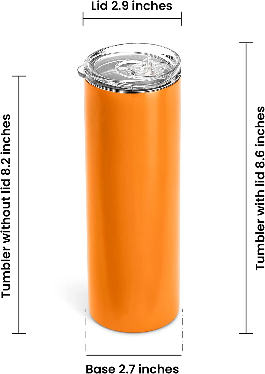 MakerFlo 20 oz, 25 Pack Powder Coated Tumbler, Stainless Steel Insulated Tumbler, Orange