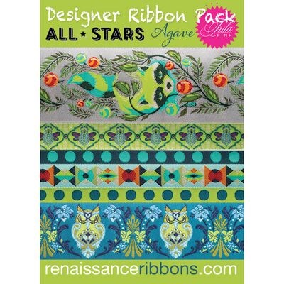 Renaissance Ribbons Tula Pink All Stars Agave Designer Ribbon Pack