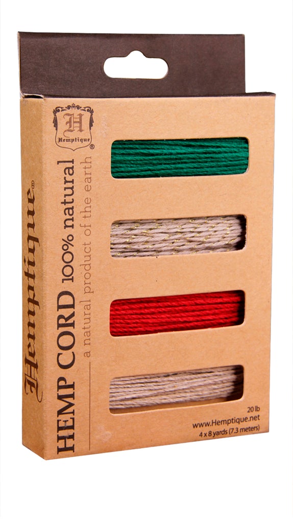 Hemptique 1mm #20 Hemp Cord 4-Pack Mini Spools Eco Friendly Sustainable Naturally Grown Jewelry Bracelet Making Paper Crafting Scrapbooking Bookbinding Mixed Media Crocheting Macrame Seasonal Holiday Gift Wrapping Outdoor Gardening