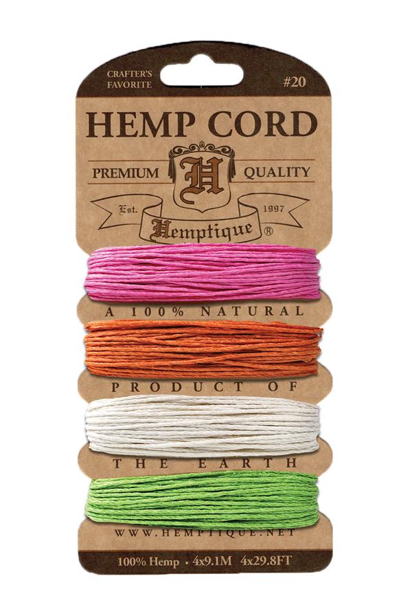Hemptique 1mm #20 Hemp Cord Card Set Eco Friendly Sustainable Naturally Grown Jewelry Bracelet Making Paper Crafting Scrapbooking Bookbinding Mixed Media Crocheting Macrame Seasonal Holiday Gift Wrapping Outdoor Gardening