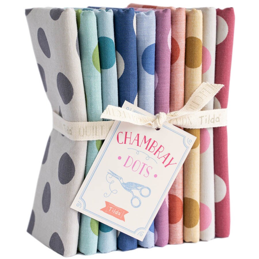 Tilda Fabrics Chambray Dots Bundle - 10 Fat Quarters - 20" x 22" - 100% Cotton