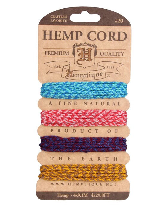 Hemptique 1.8mm Hemp Braided Cord Cards Eco Friendly Sustainable Naturally Grown Jewelry Bracelet Making Paper Crafting Scrapbooking Bookbinding Mixed Media Crocheting Macrame Seasonal Holiday Gift Wrapping Outdoor Gardening