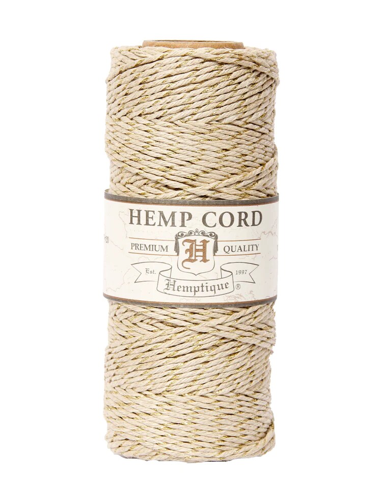 Hemptique 1mm #20 Metallic Hemp Cord Spools Jewelry Bracelet Making Crafting Scrapbooking Bookbinding Mixed Media Crocheting Macrame Gift Wrapping