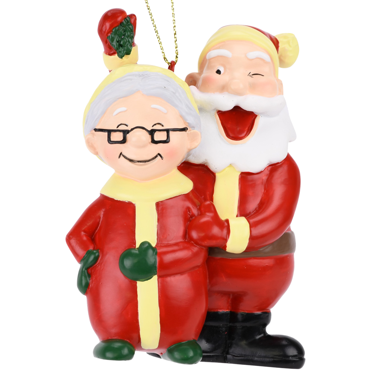 Tree Buddees Santa and Mrs. Claus Under The Mistletoe Kissing Christmas Ornament