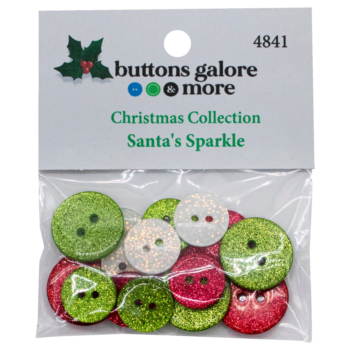 Buttons Galore Santa&#x27;s Sparkle Christmas Buttons for Sewing Crafts Scrapbooking DIY Projects. 48 Glitter Buttons - 3 Packs