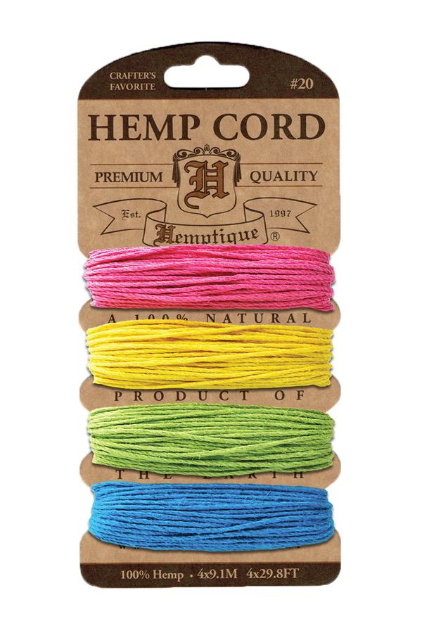 Hemptique 1mm #20 Hemp Cord Card Set Eco Friendly Sustainable Naturally Grown Jewelry Bracelet Making Paper Crafting Scrapbooking Bookbinding Mixed Media Crocheting Macrame Seasonal Holiday Gift Wrapping Outdoor Gardening