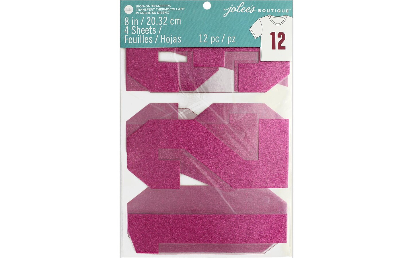 EK Jolee&#x27;s Iron On Transfer 8&#x22; Number Gltr Pink